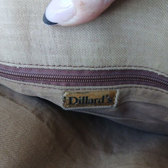 Dillards Woven Insert Brown Leather Bag Satchel Purse Vintage 90s Y2K - Picture 8 of 13